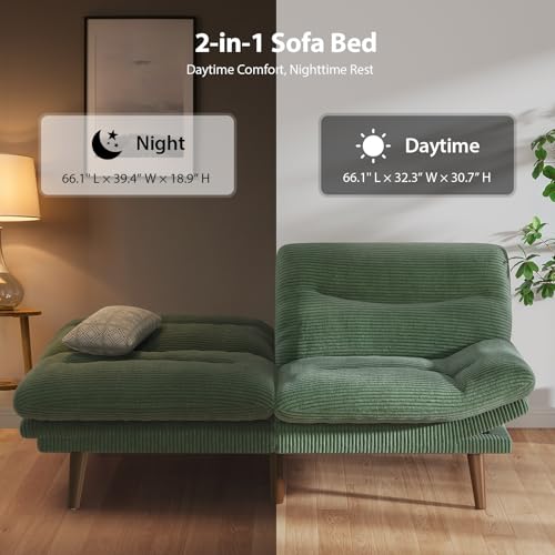 Grey Corduroy Convertible Futon Sofa Bed U444
