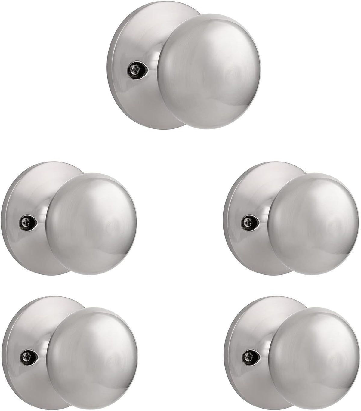 Brushed Nickel Passage Door Knobs, 6 Pack P665