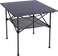 Aluminum Camping Table with Mesh Storage, Black, 37x25 Inch E4798