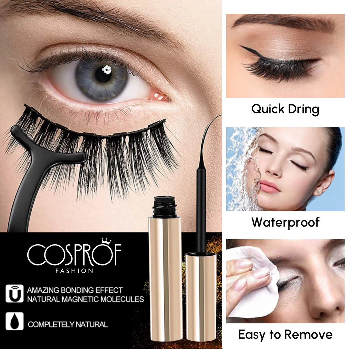 3D Magnetic Eyelash Kit with 4 Magnetic Eyeliners and 2 Tweezers S207569