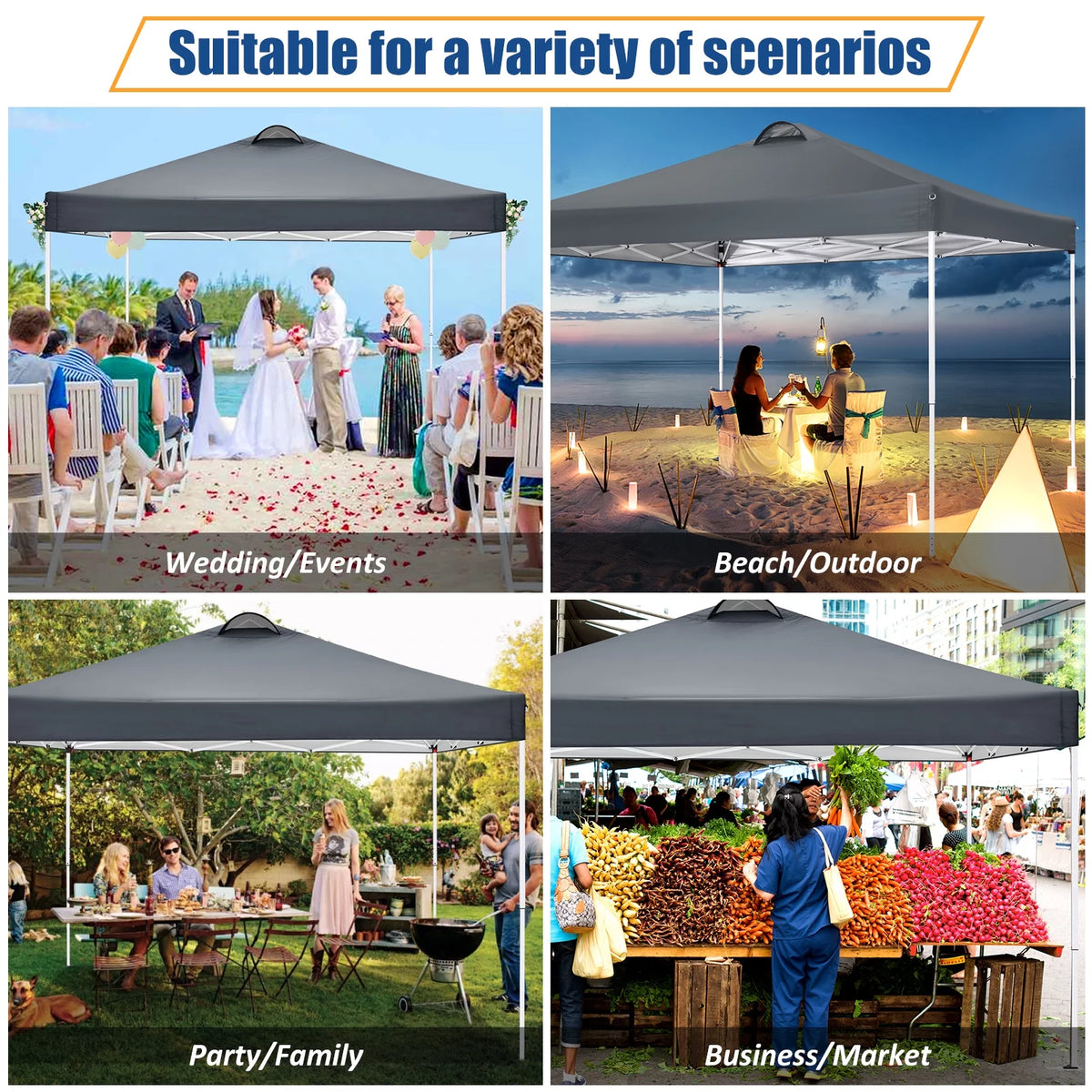 10'x10' Pop Up Canopy with Sidewalls and Sandbags A788