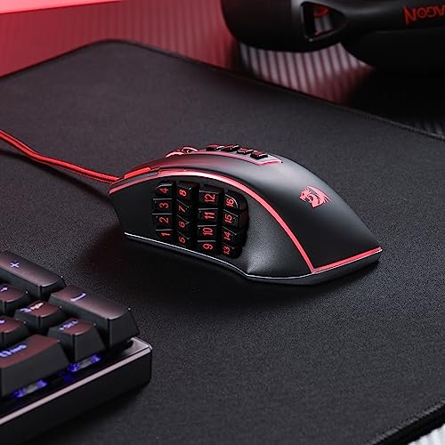 Optical Wired Ergonomic Gaming Mouse with 12 Side Buttons, 12,400 DPI U42524