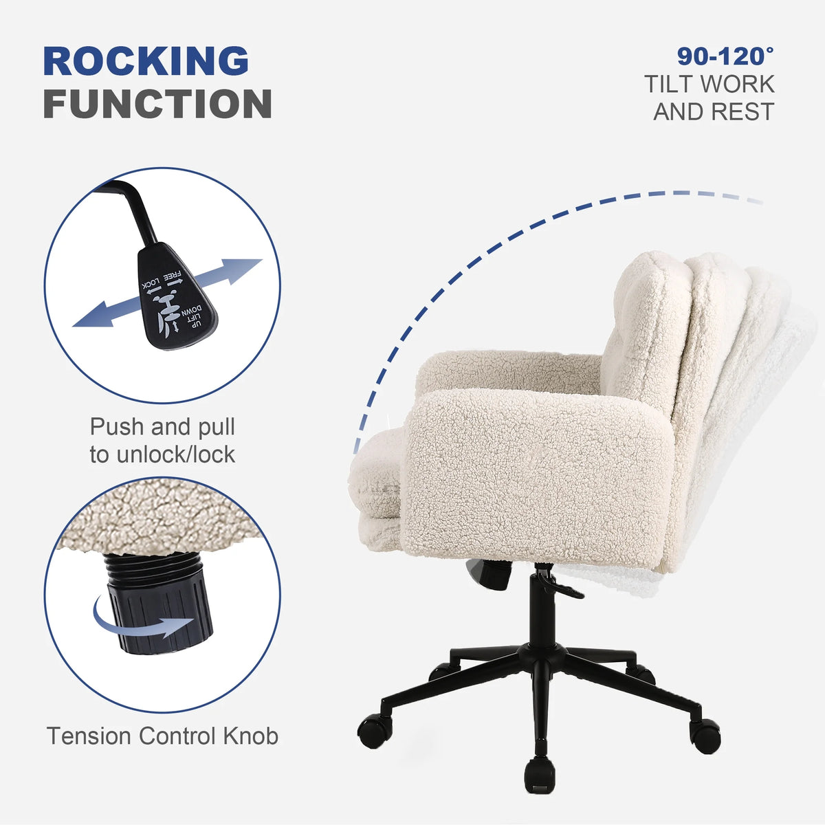 Adjustable Home Office Chair with Wheels L3634