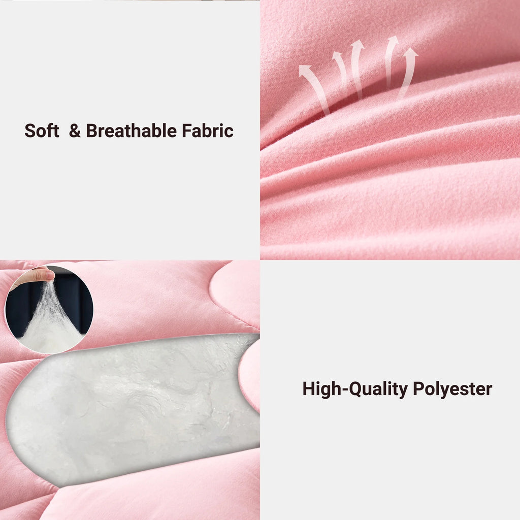 3 Pieces Reversible California King Pink Comforter Set G774