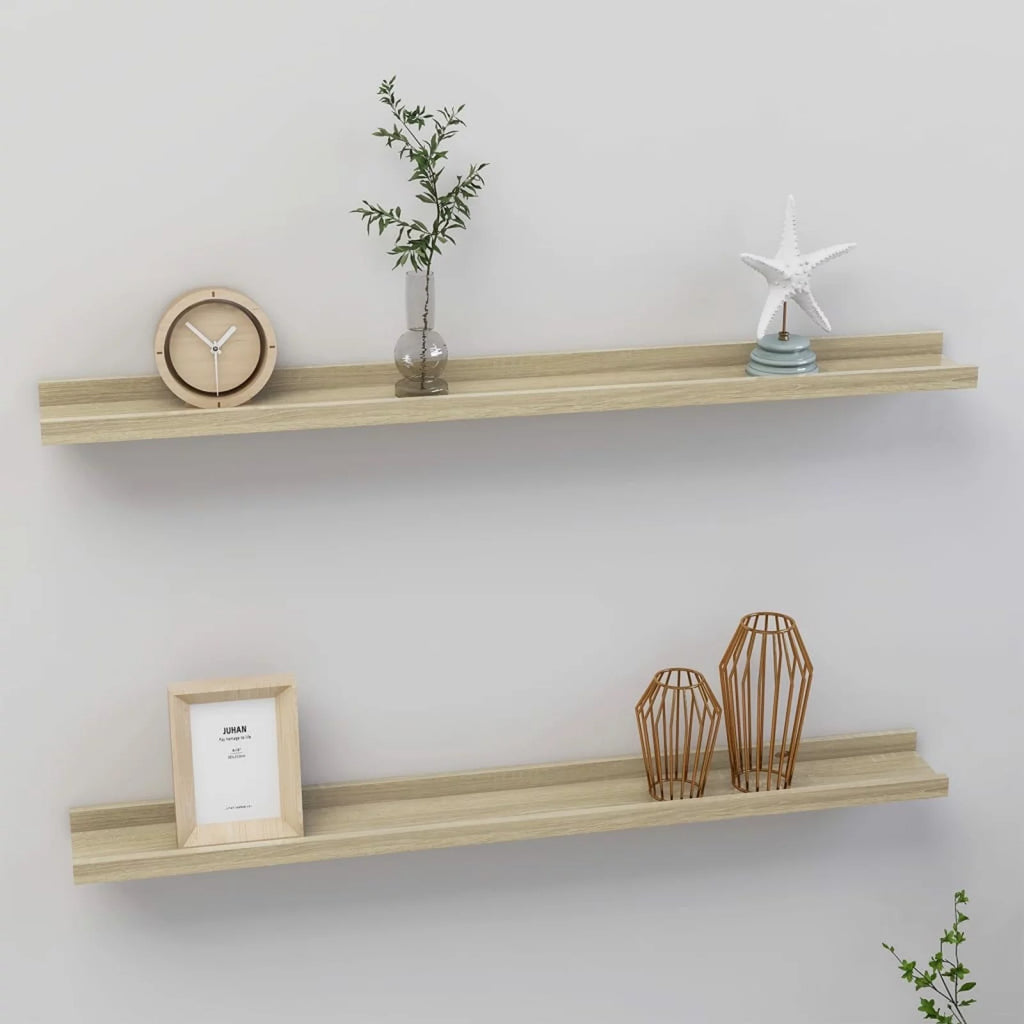 2 Piece MDF Floating Shelves Sonoma Oak 31.5 x 3.5 x 1.2 Inches M261624