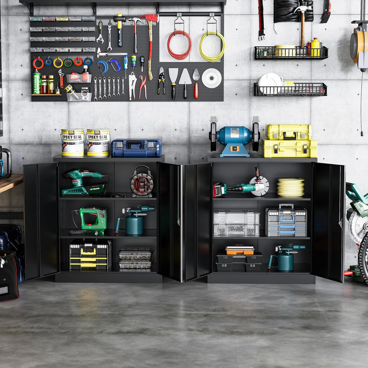 Metal Storage Cabinet with 2 Adjustable Shelves A650