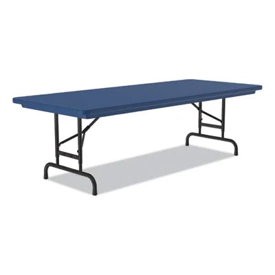 Adjustable Folding Tables, Rectangular, 60" x 30" x 22" to 32", Blue Top, Black Legs E21510