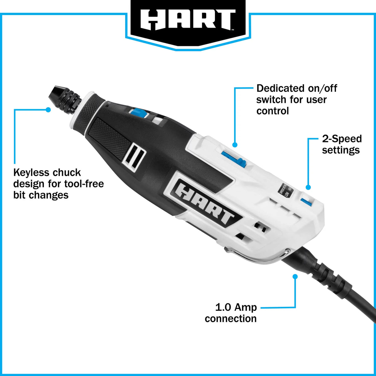 1 Amp 2-Speed Rotary Tool Kit with 10 Accessories S540