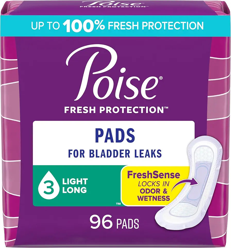 Light Absorbency Long Length Incontinence Pads 96 Count U845