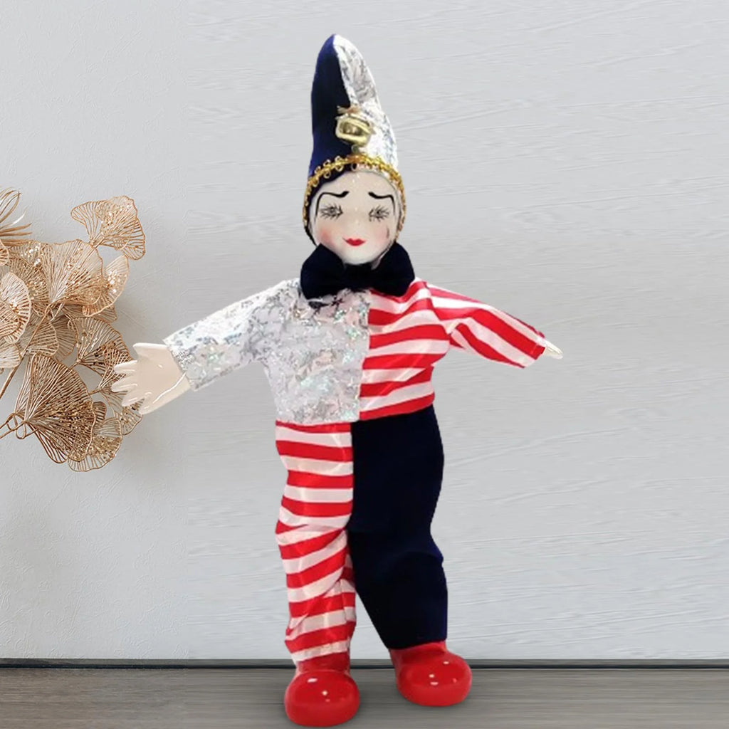 Clown Doll Harlequin Doll Antique Doll Collections Toy, 9.84'' Movable Joint Jester Doll V689122
