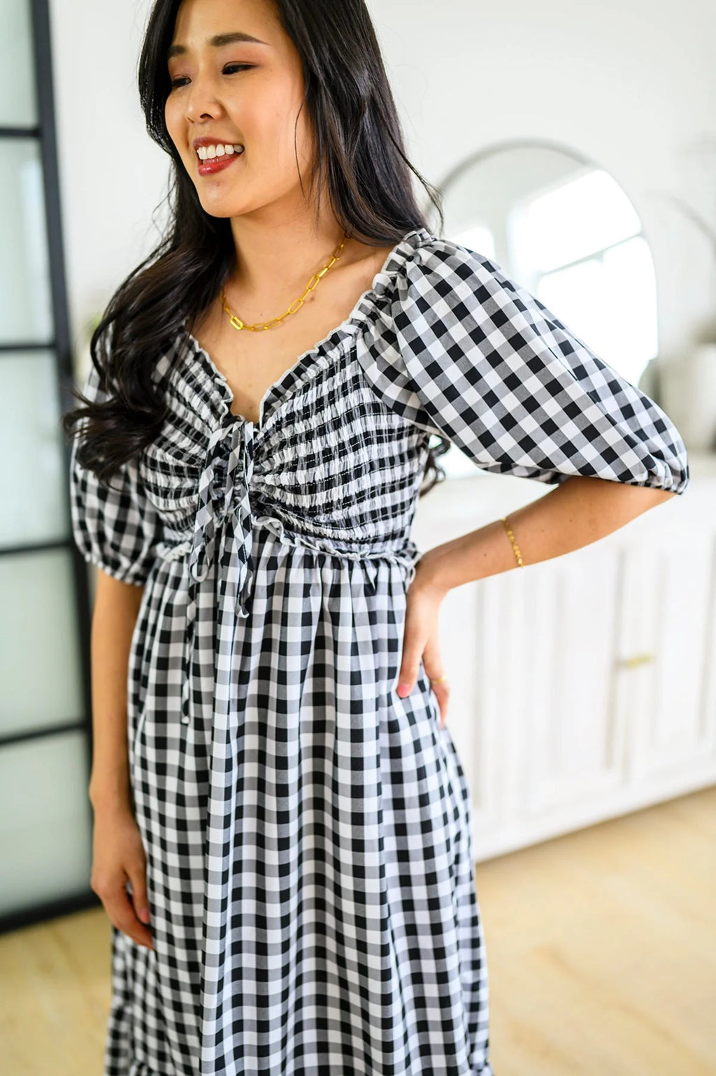 Gingham Midi Dress H391