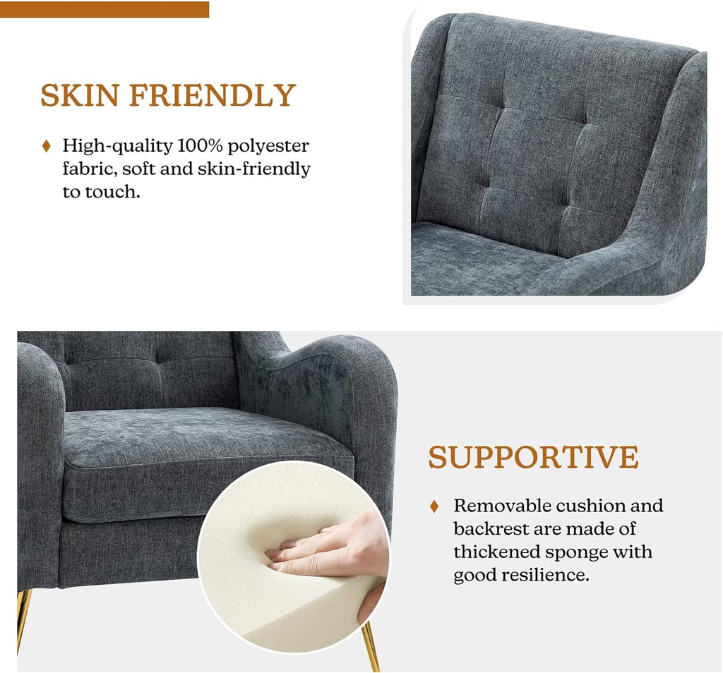 Navy Upholstered Armchairs Set with Removable Cushion O81978