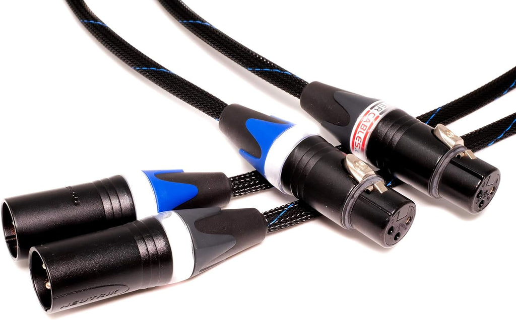 Balanced XLR Cables Stereo Pair Silver/Copper Hybrid Teflon 1.5 Feet V1780