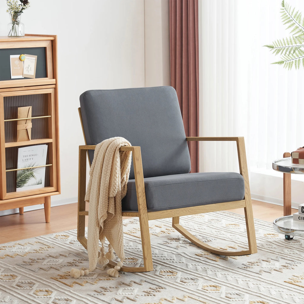 Gray Upholstered Rocking Chair B615