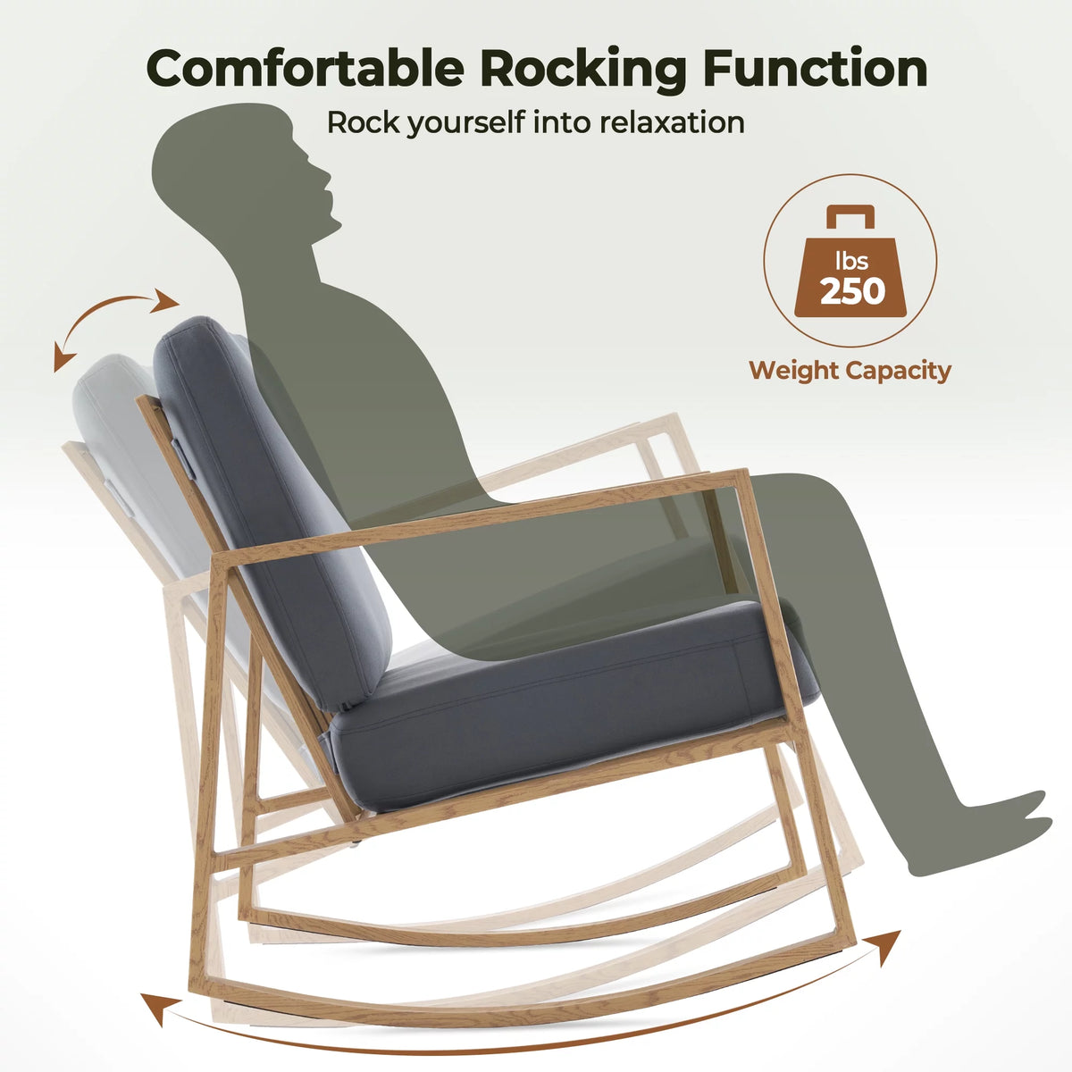 Gray Upholstered Rocking Chair B615