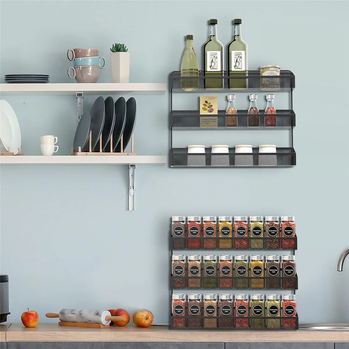 2 Pack 3 Tier Black Spice Rack Organizer V587550