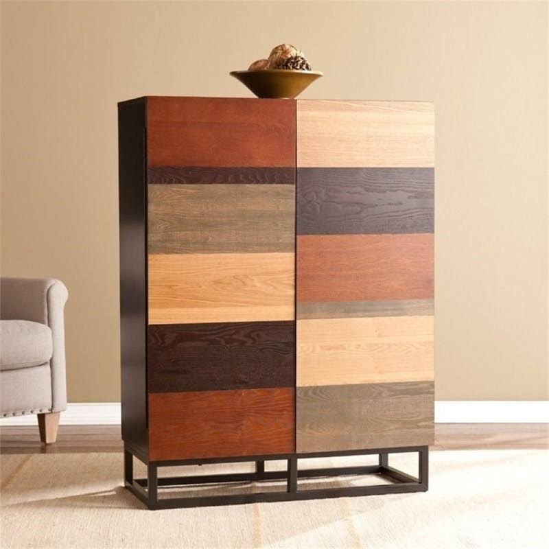 Multi Tonal Wood and Black Bar Cabinet X75726