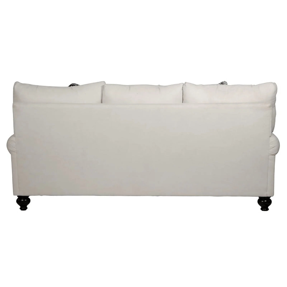 Ecru Off White Fabric 3 Seat Sofa with Accent Pillows K811576