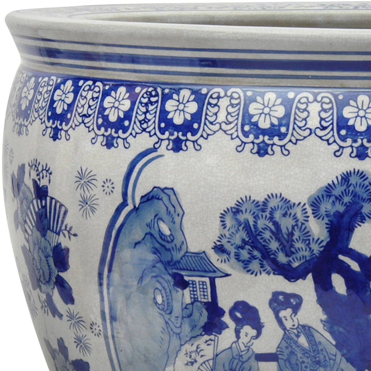 Blue & White Porcelain Fishbowl A2313