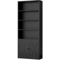 Black 6 Shelf Bookshelf with Doors U236766