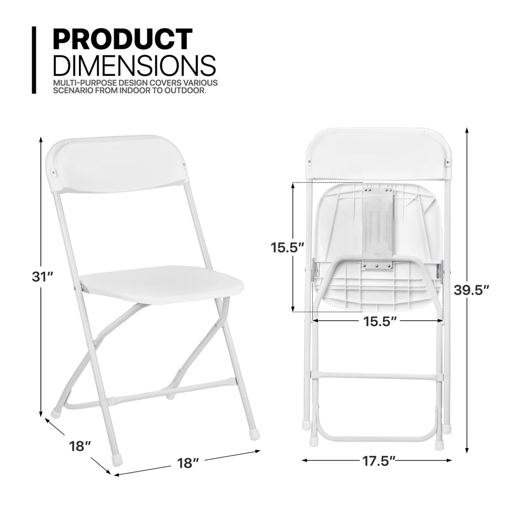 11-Piece White Folding Dining Table and Chairs Set O36719