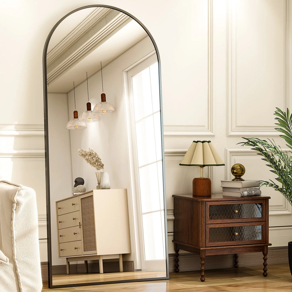31x71 Black Arched Full Length Floor Mirror U672