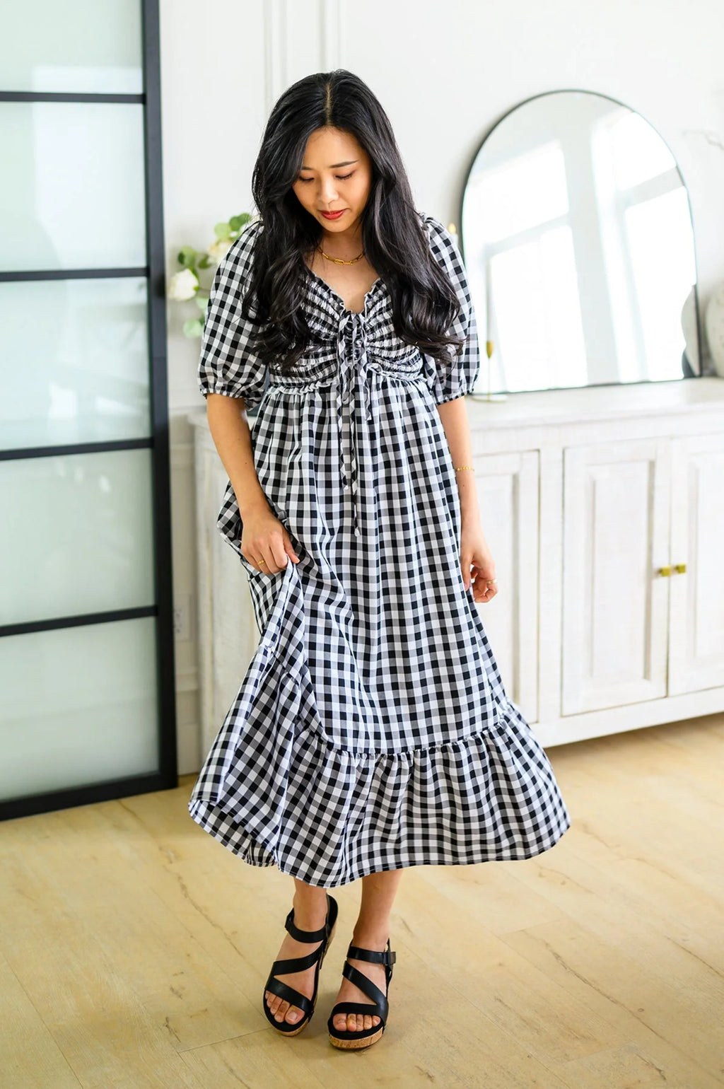 Gingham Midi Dress H391