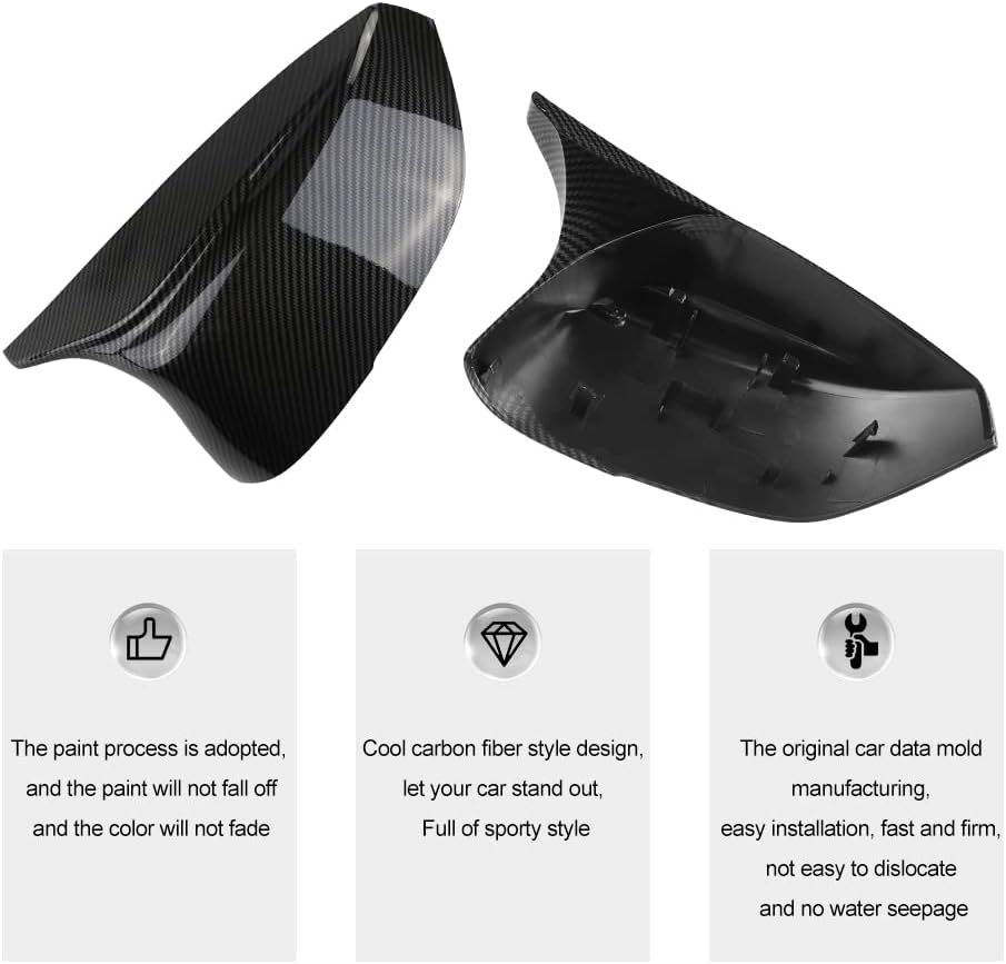 Carbon Fiber Side Door Mirror Cover Cap 2PCS I2684
