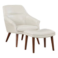Cream Faux Leather Chair and Ottoman B961