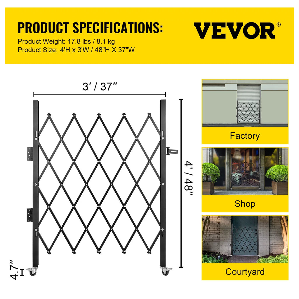 Folding Steel Security Gate with Padlock F457158