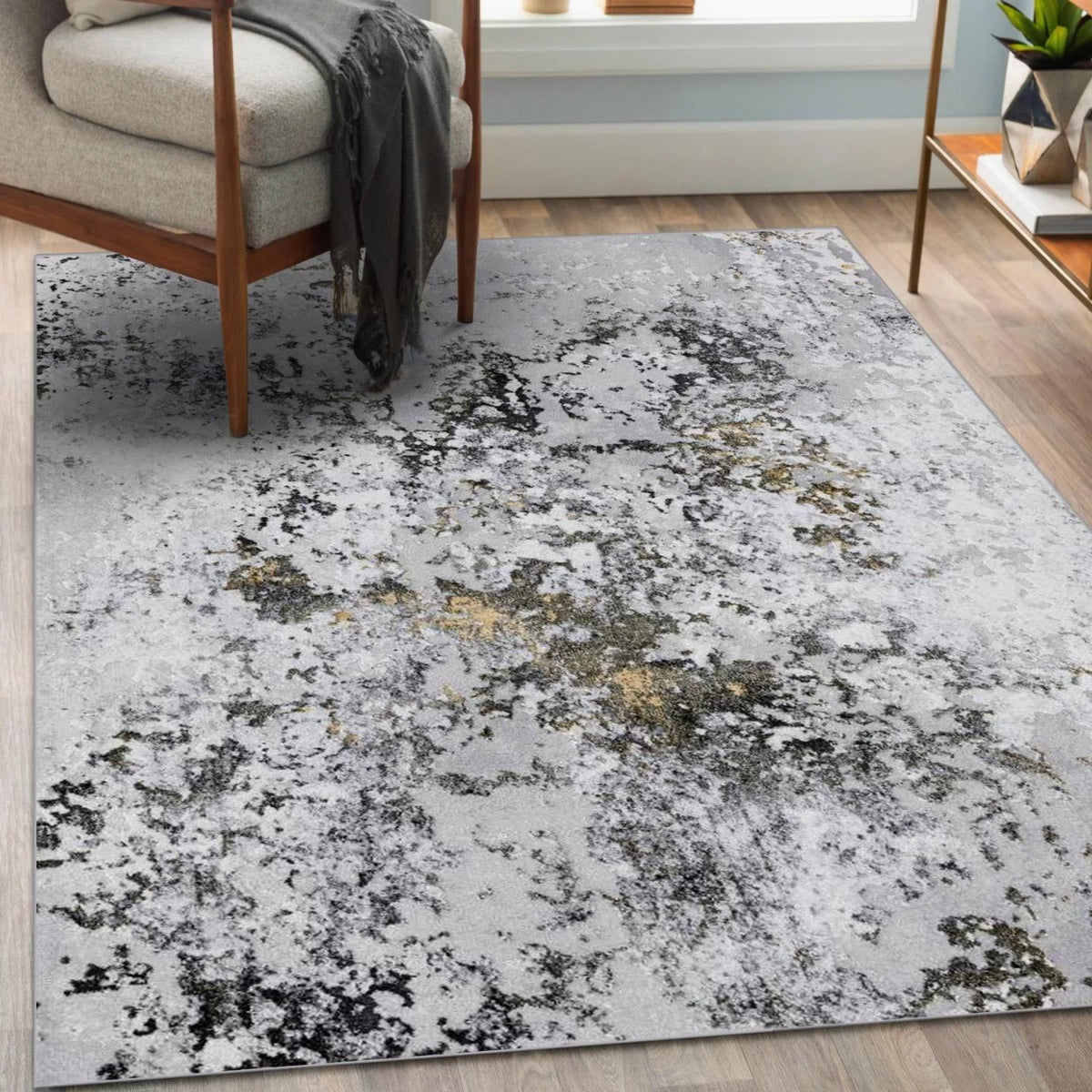 Modern Abstract Design Anthracite 2x3 Area Rug E70487
