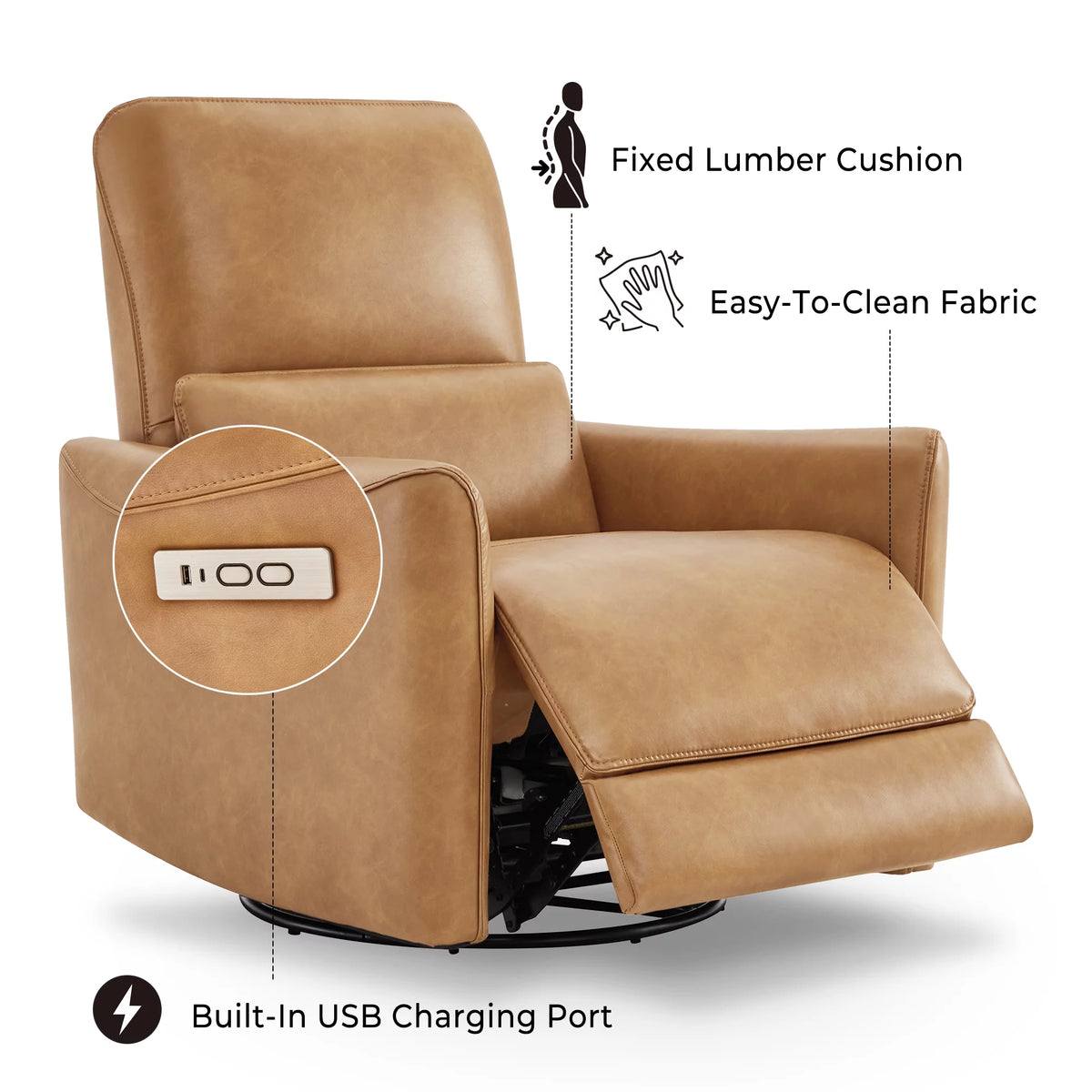 Power Recliner Swivel Glider Rocker Chair with USB U219
