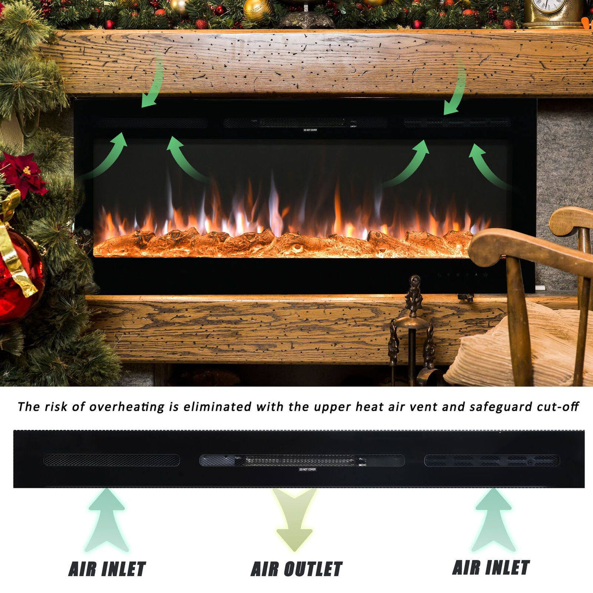 50-Inch Wall Mounted Recessed Electric Fireplace W6701