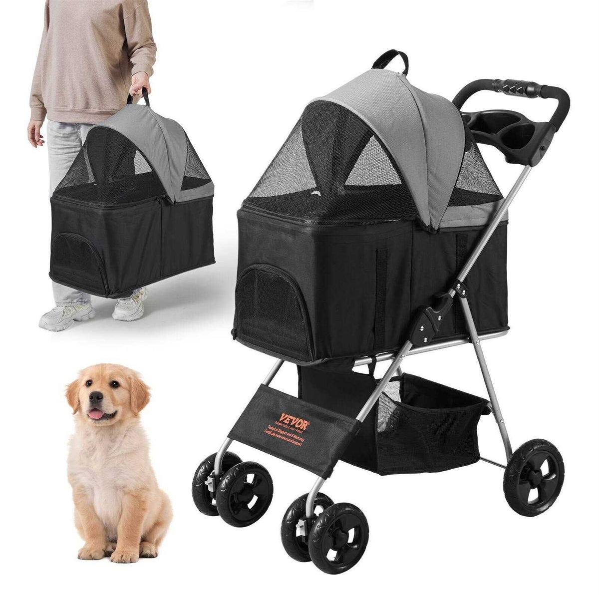 4 Wheels Pet Stroller with Brakes T970