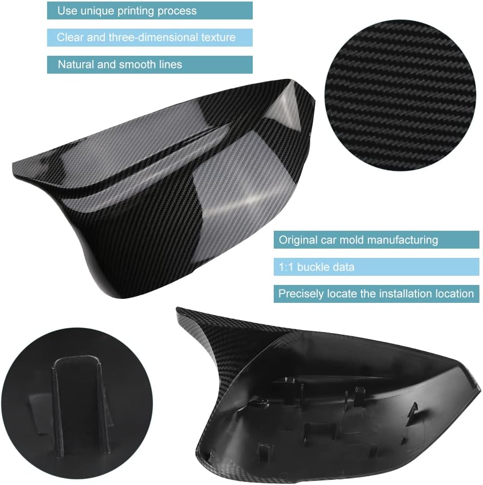 Carbon Fiber Side Door Mirror Cover Cap 2PCS I2684
