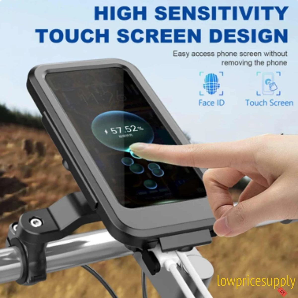 Motorcycle Phone Holder with 15W Wireless Charging and USB-C, 5000mAh Power Bank, ABS Plastic S448