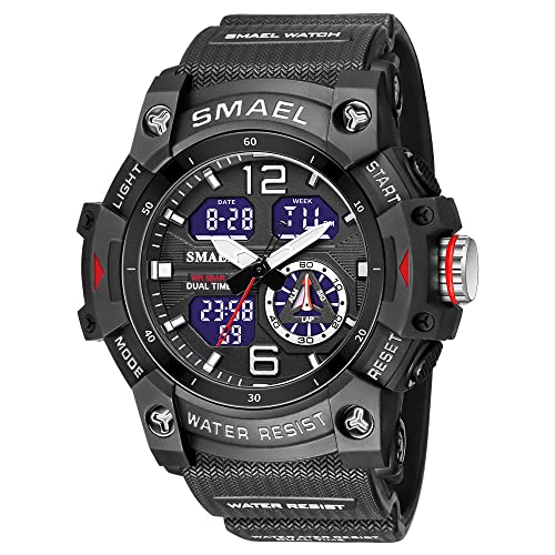 Men's Analog Sports Watch with LED Stopwatch and Dual Display H38305