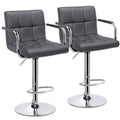 Gray Faux Leather Adjustable Swivel Counter Bar Stools V854