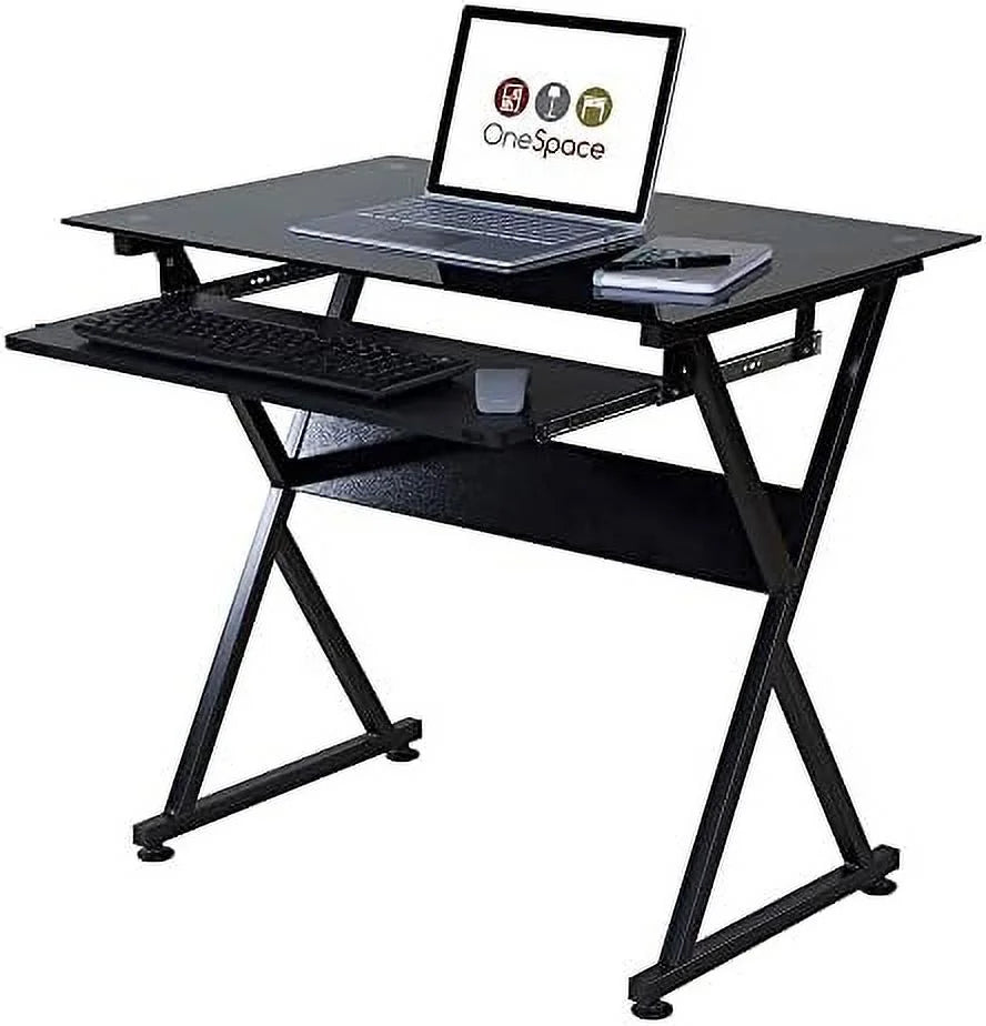 Glass Computer Desk Black W53729