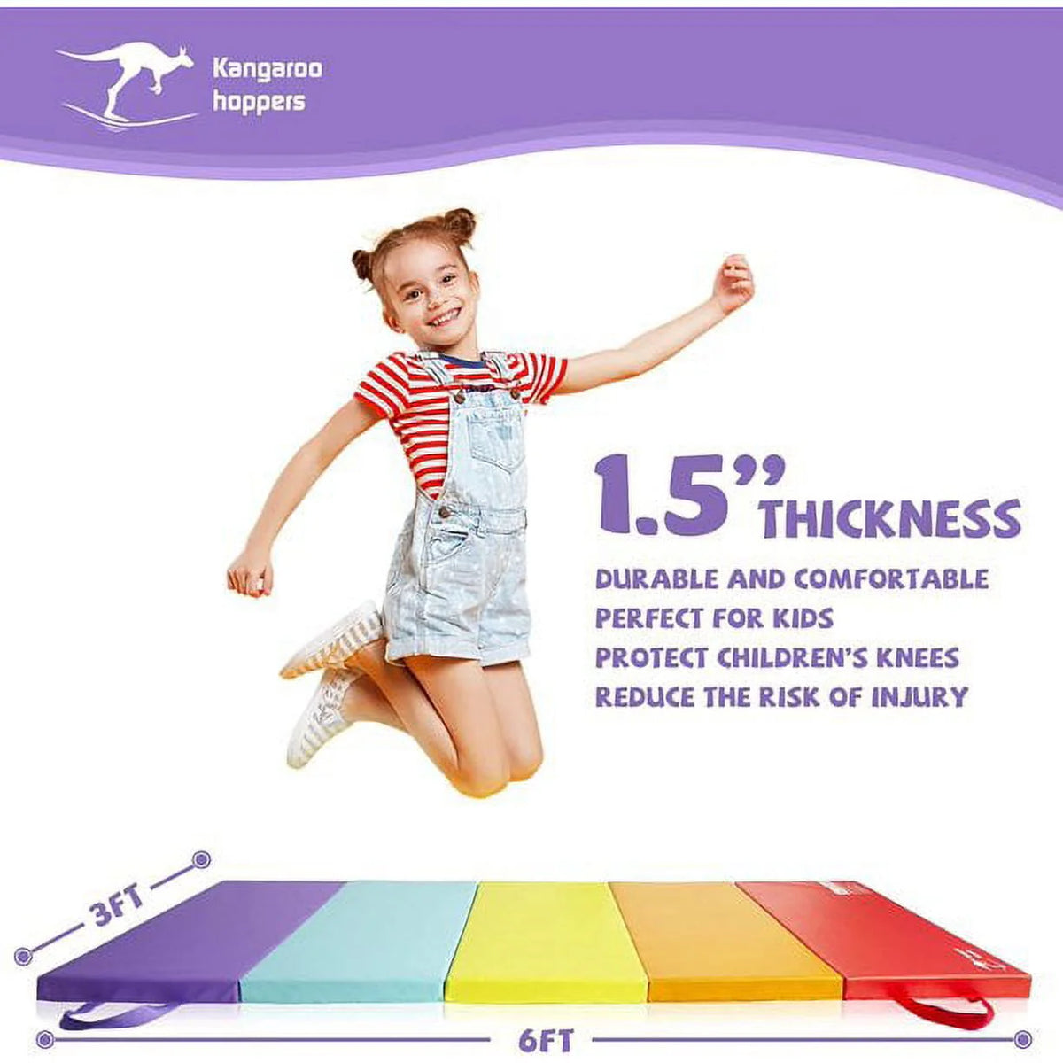 3' x 6' Kids Gymnastics Mat with Carrying Handles X75016
