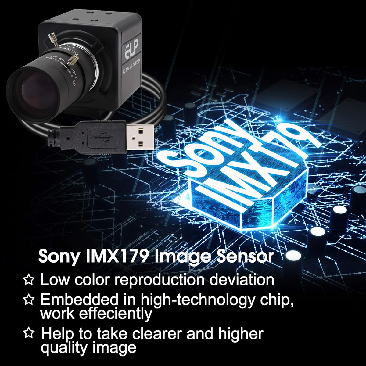 8MP USB Webcam with 5-50mm Varifocal Lens S40380