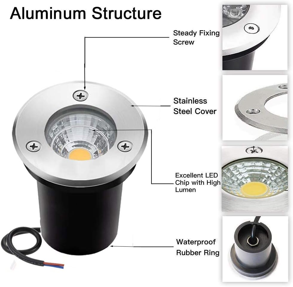 3W 12V-24V IP67 Waterproof LED Well Lights 8 Pack Warm White W17200