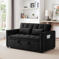 Blue Velvet Double Convertible Sofa Bed with Storage Bag and Pillow F994869