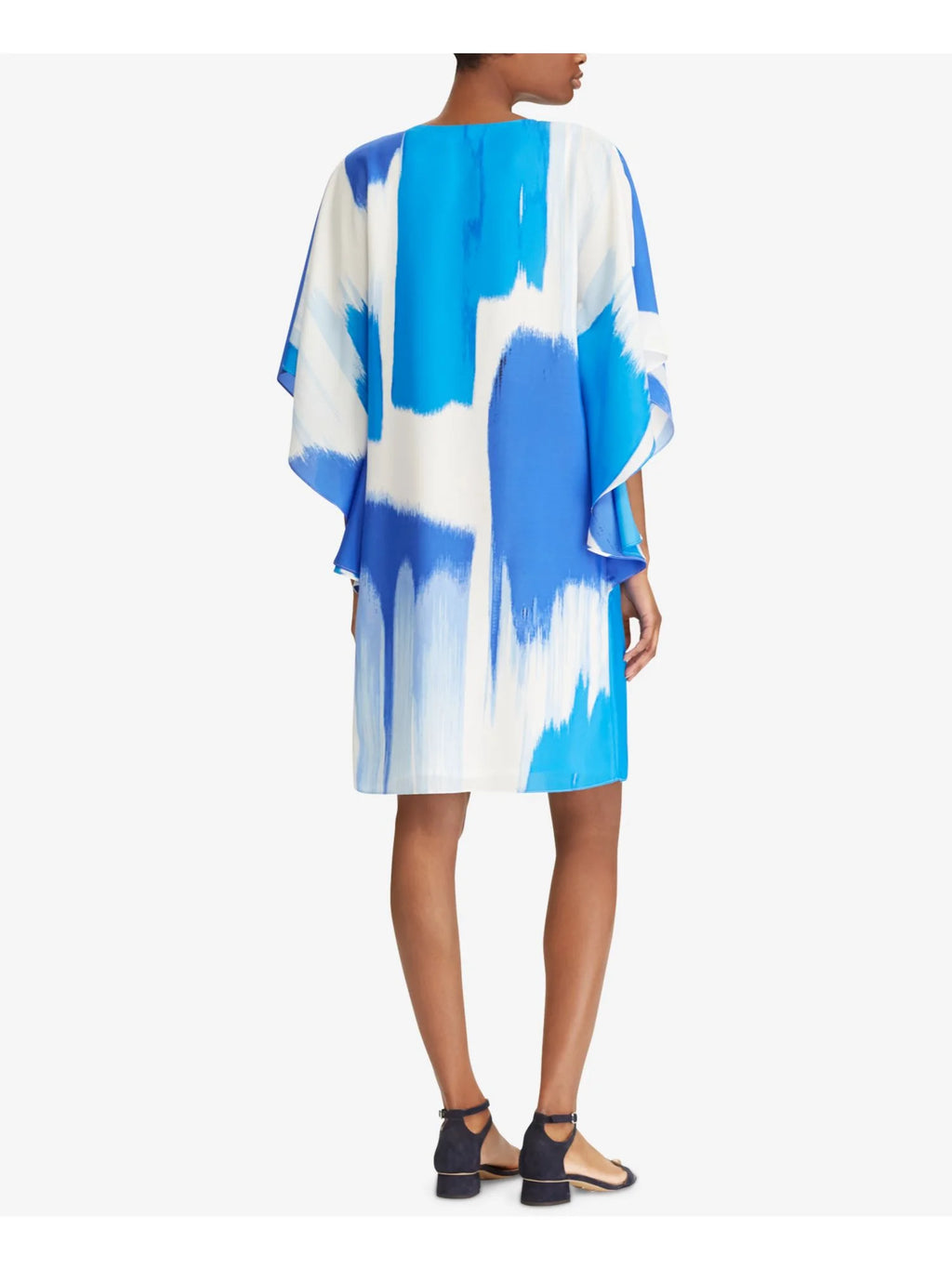 Blue Bell Sleeve V Neck Trapeze Dress F266
