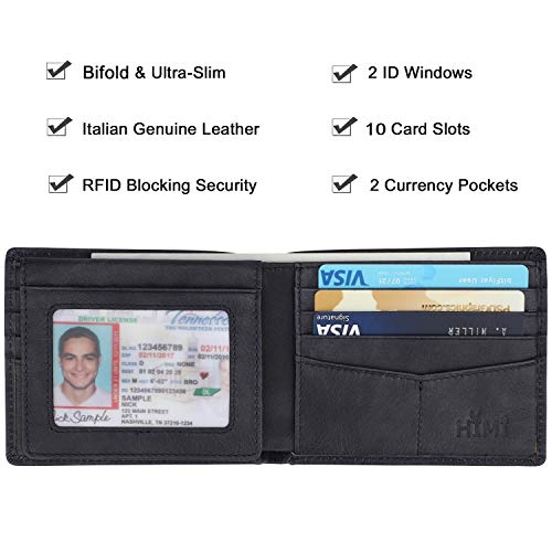Genuine Leather Bifold Wallet with 2 ID Window F567