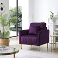 Purple Velvet Accent Chair with Gold Legs I36587