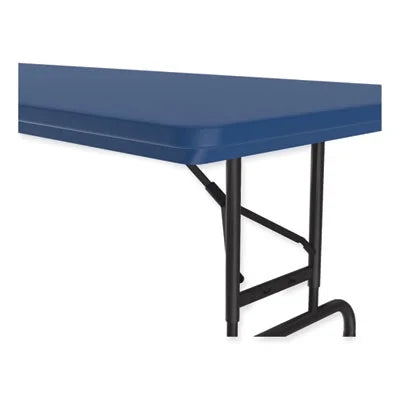 Adjustable Folding Tables, Rectangular, 60" x 30" x 22" to 32", Blue Top, Black Legs E21510