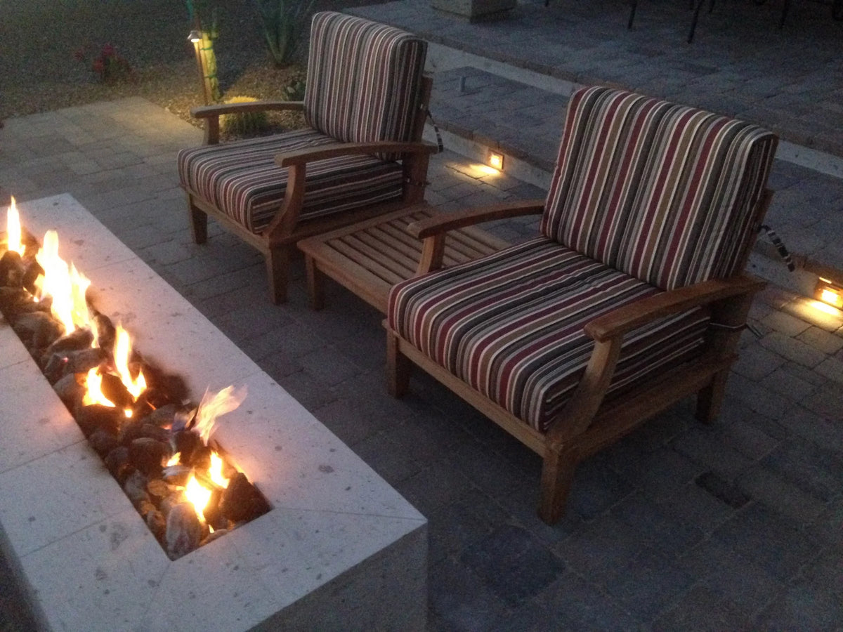 Grade-A Teak Wood 7 Piece Sofa Set with 4 Lounge Chairs, 2 Ottomans and Round Coffee Table L210024