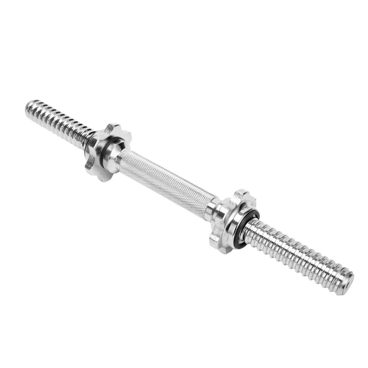 20" Solid Stainless Steel Chrome Threaded Dumbbell Bars with Spinlock Collars J76525