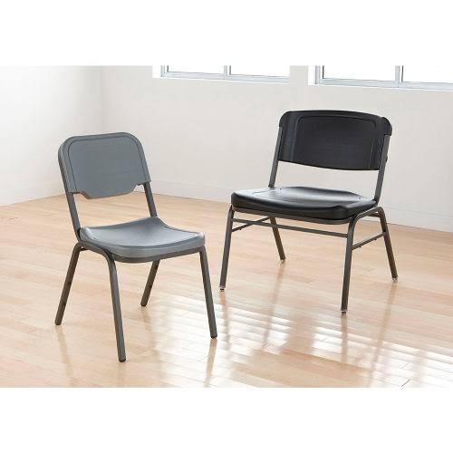 Black/Silver Stack Chair, 4/Carton F497